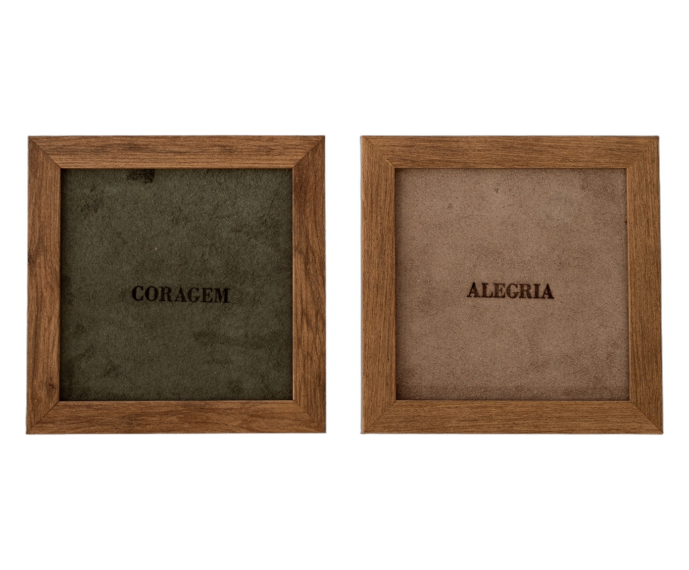 Jogo de Quadros "Alegria e Coragem" Verde e Fendi - image 0