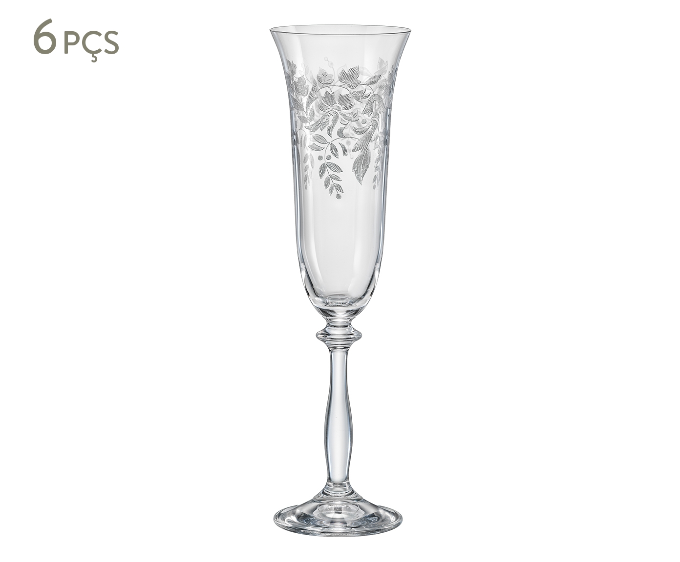 Jogo de Ta&ccedil;as para Champagne em Cristal Angela Decorada image number 0