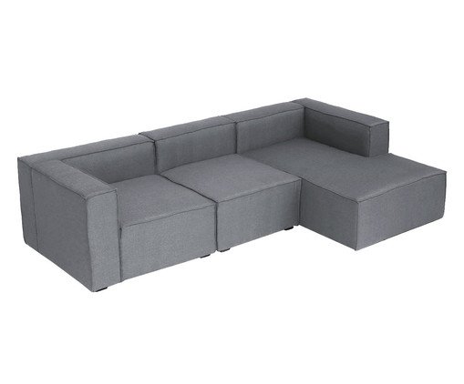 Sof&aacute; 3 M&oacute;dulos Chaise Mensa Cinza Escuro image number 3