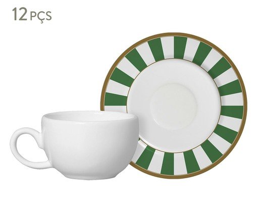 Jogo de X&iacute;caras de Caf&eacute; com Pires Stripe Verde image number 0
