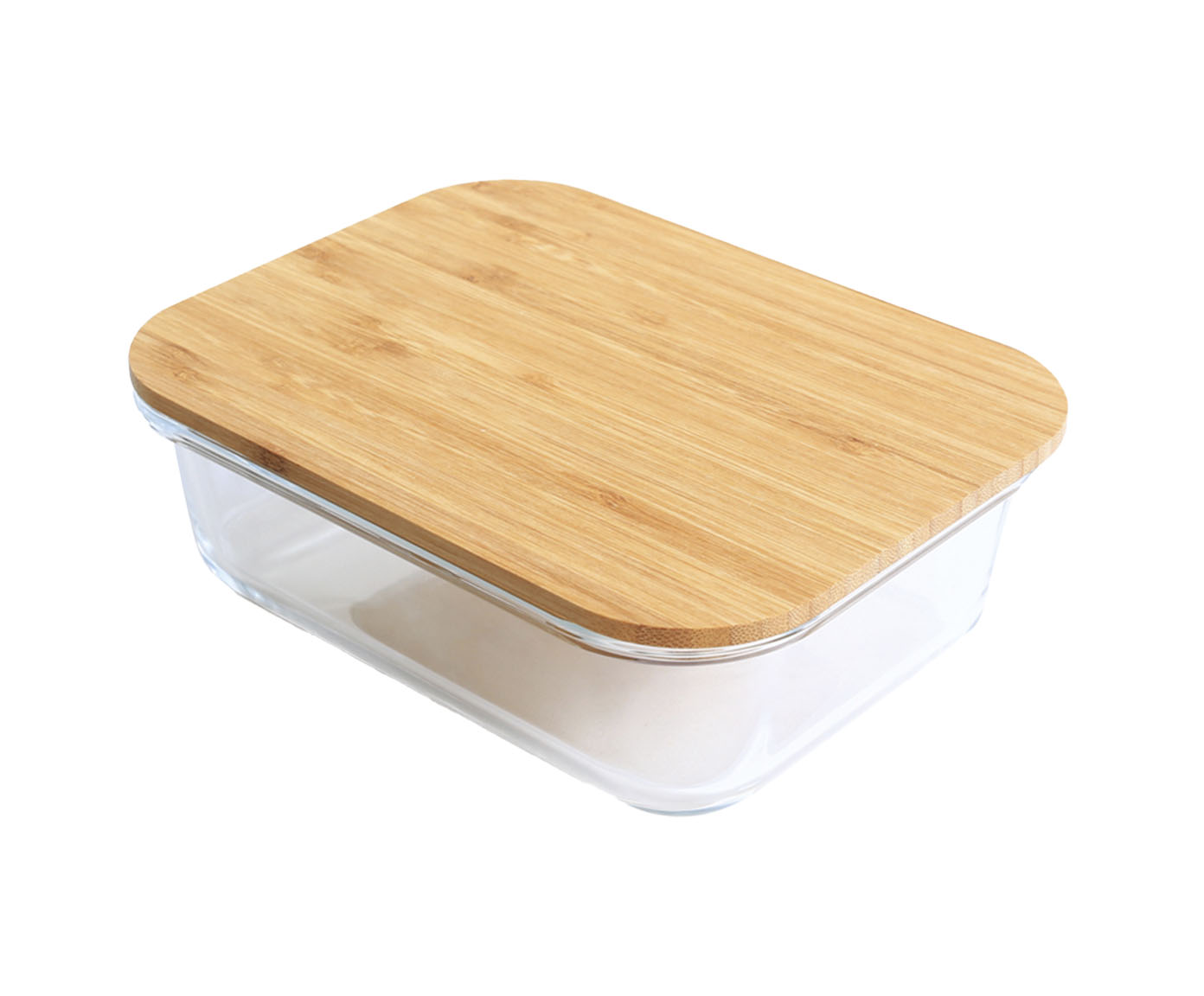 Pote Retangular Tampa Flat Bambu - 1L - image 0