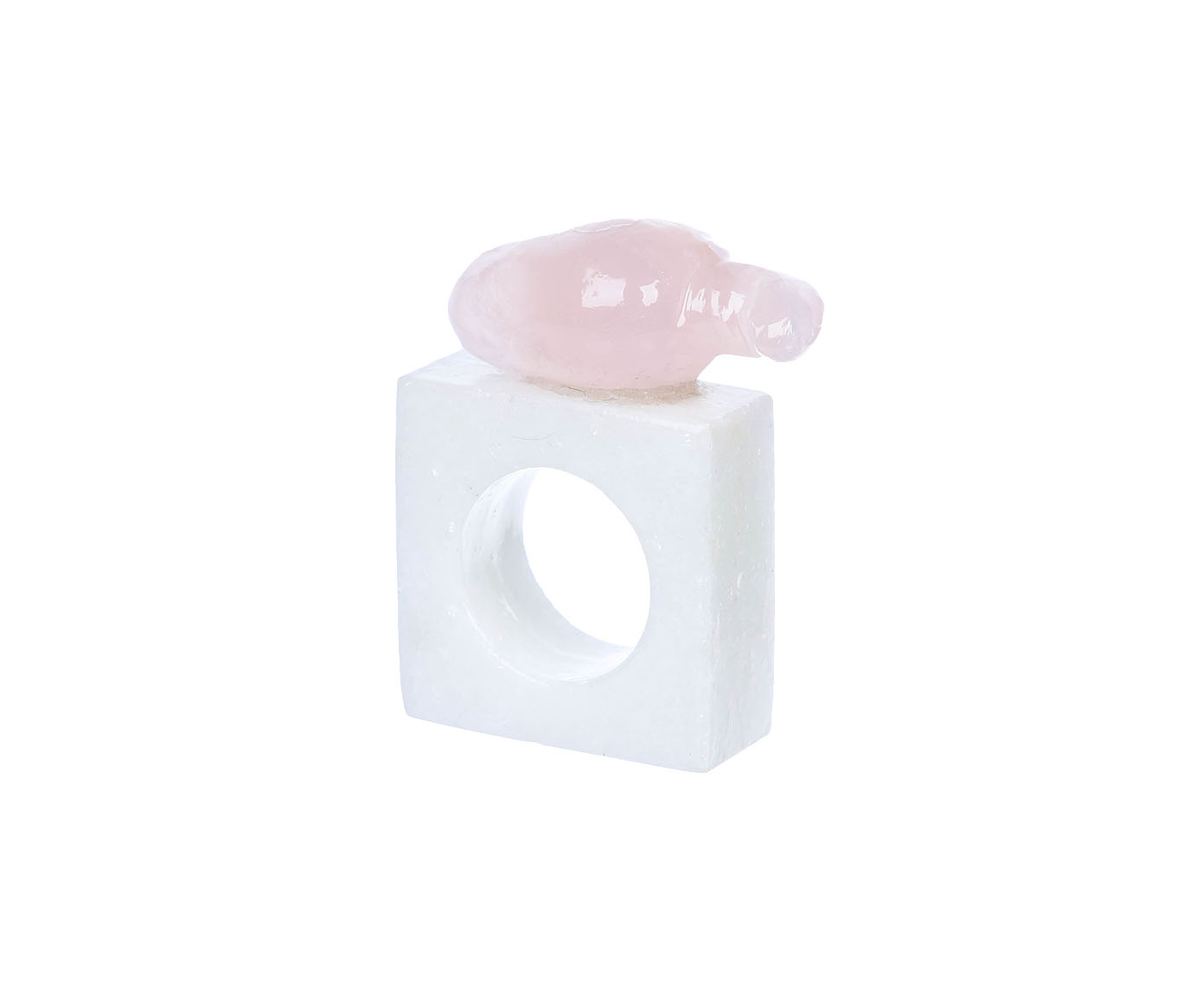 Anel para Guardanapo Caju em Pedra Natural - Rosa e Branco image number 0