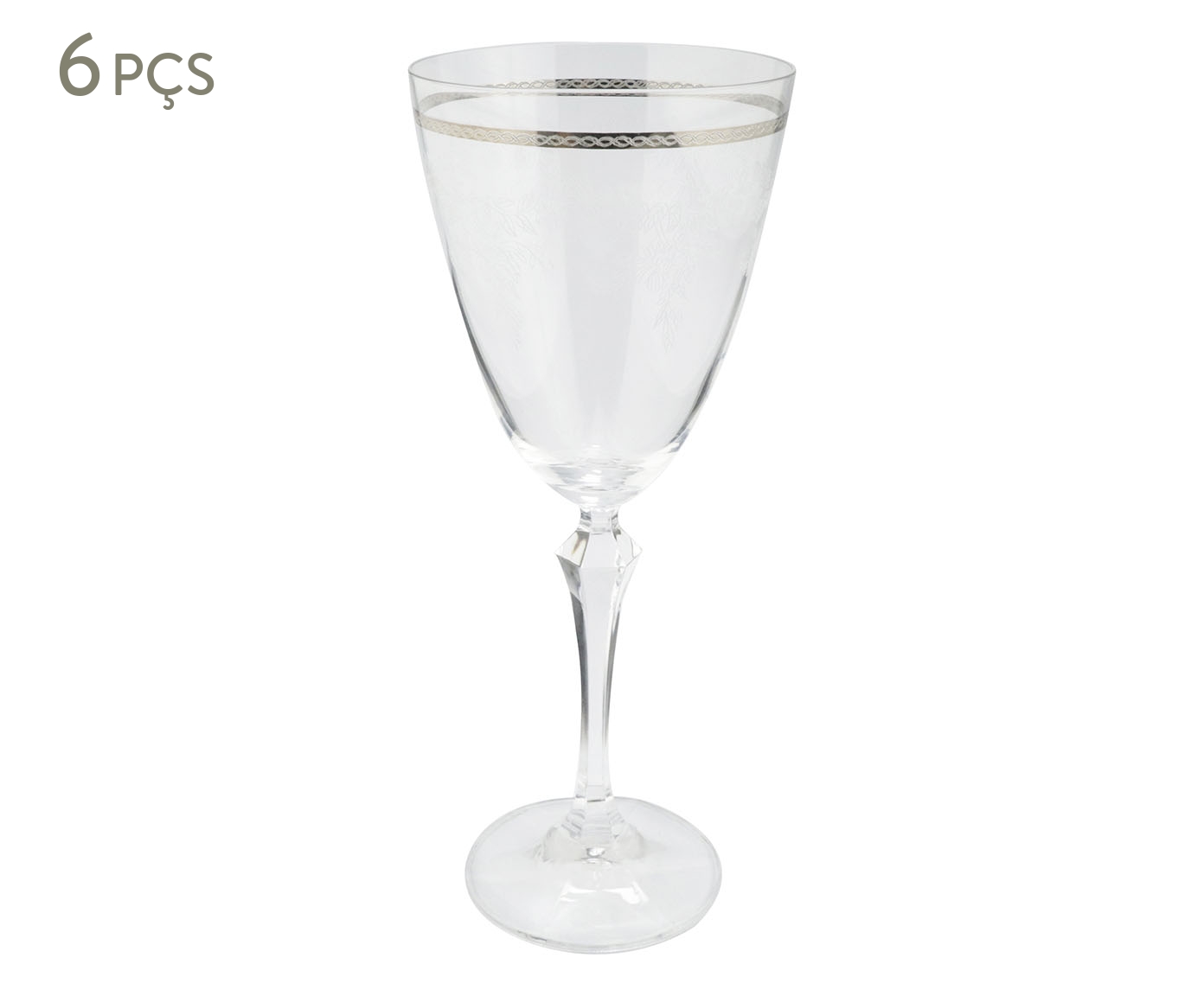 Jogo de Ta&ccedil;as para &Aacute;gua em Cristal Elizabeth Platinum Rim image number 0