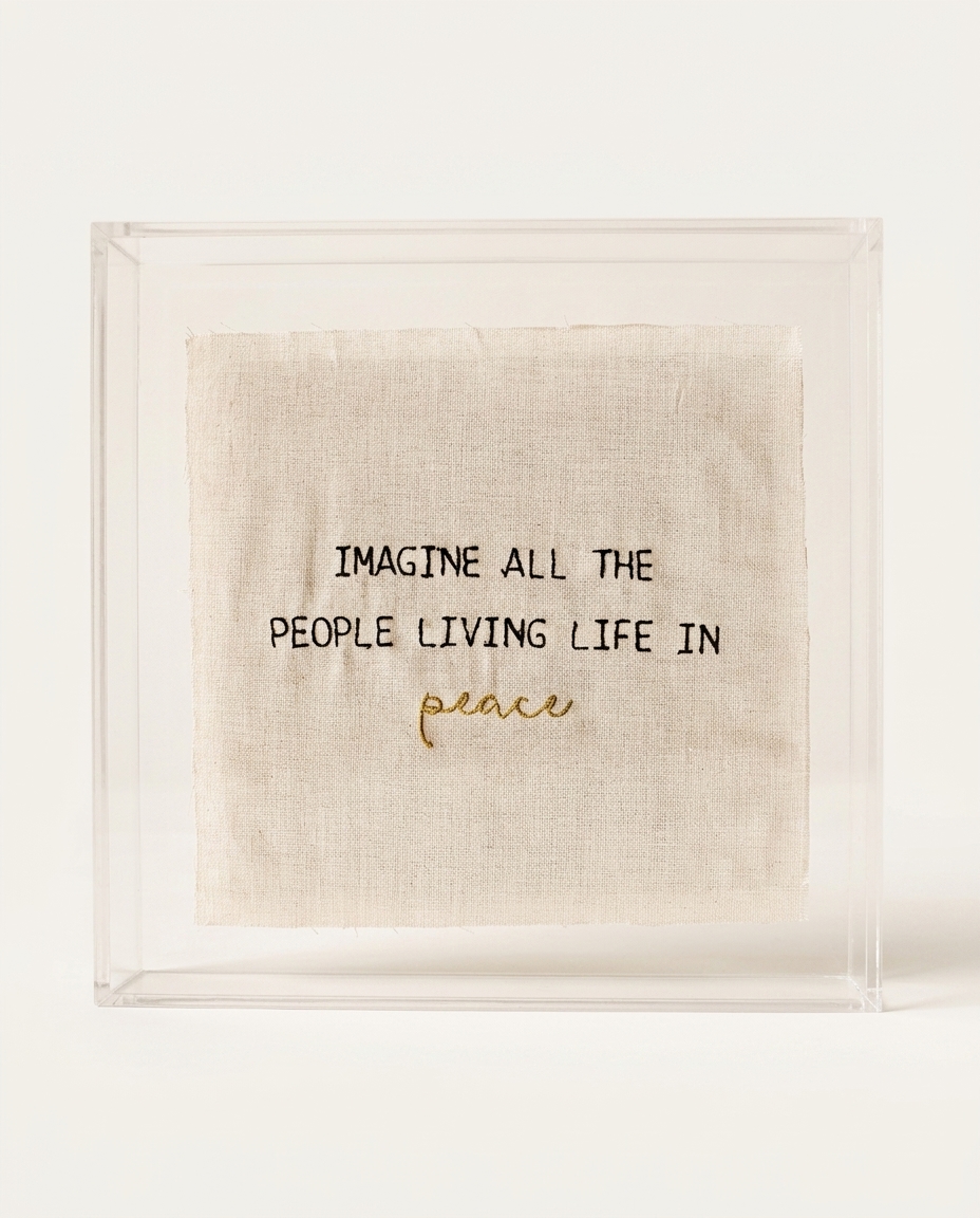 Quadro em Acr&iacute;lico "Bordado Imagine All The People" - image 0