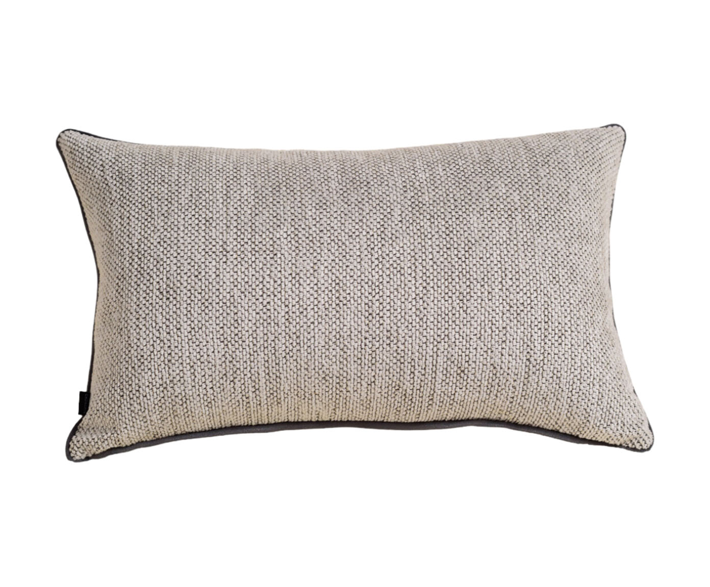 Almofada em Chenille Retangular com Detalhe em Vivo - Cinza Chumbo - image 0