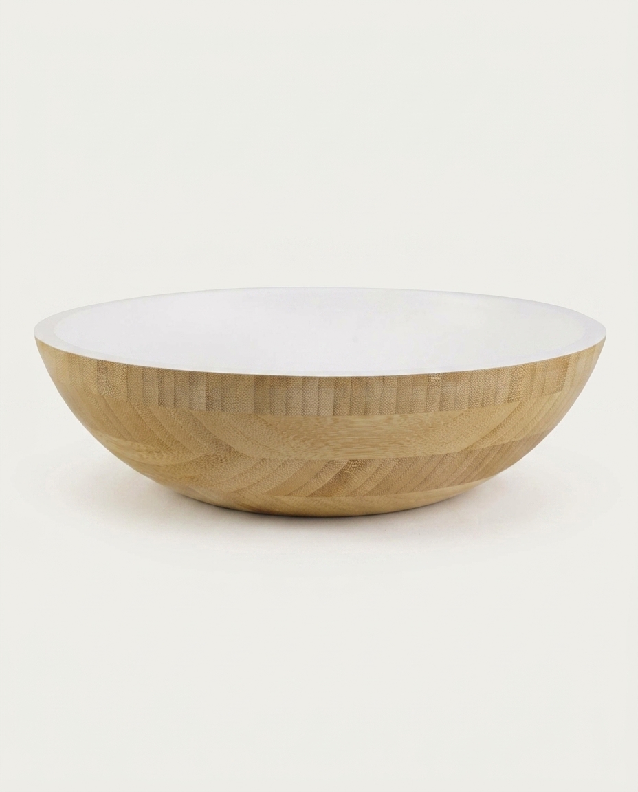 Saladeira Oval em Bambu Coconut Branca - image 0