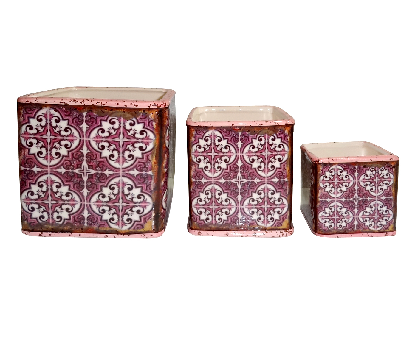 Jogo de Cachepots Cherry Square Rosa image number 0