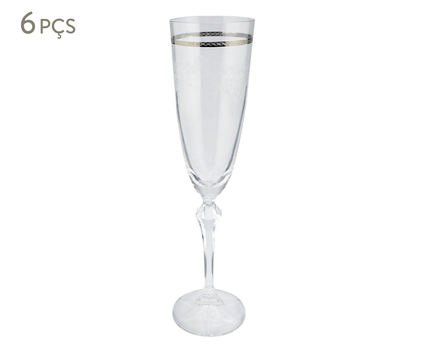 Jogo de Ta&ccedil;as para Champanhe Elizabeth em Cristal Platinum Rim - image 0