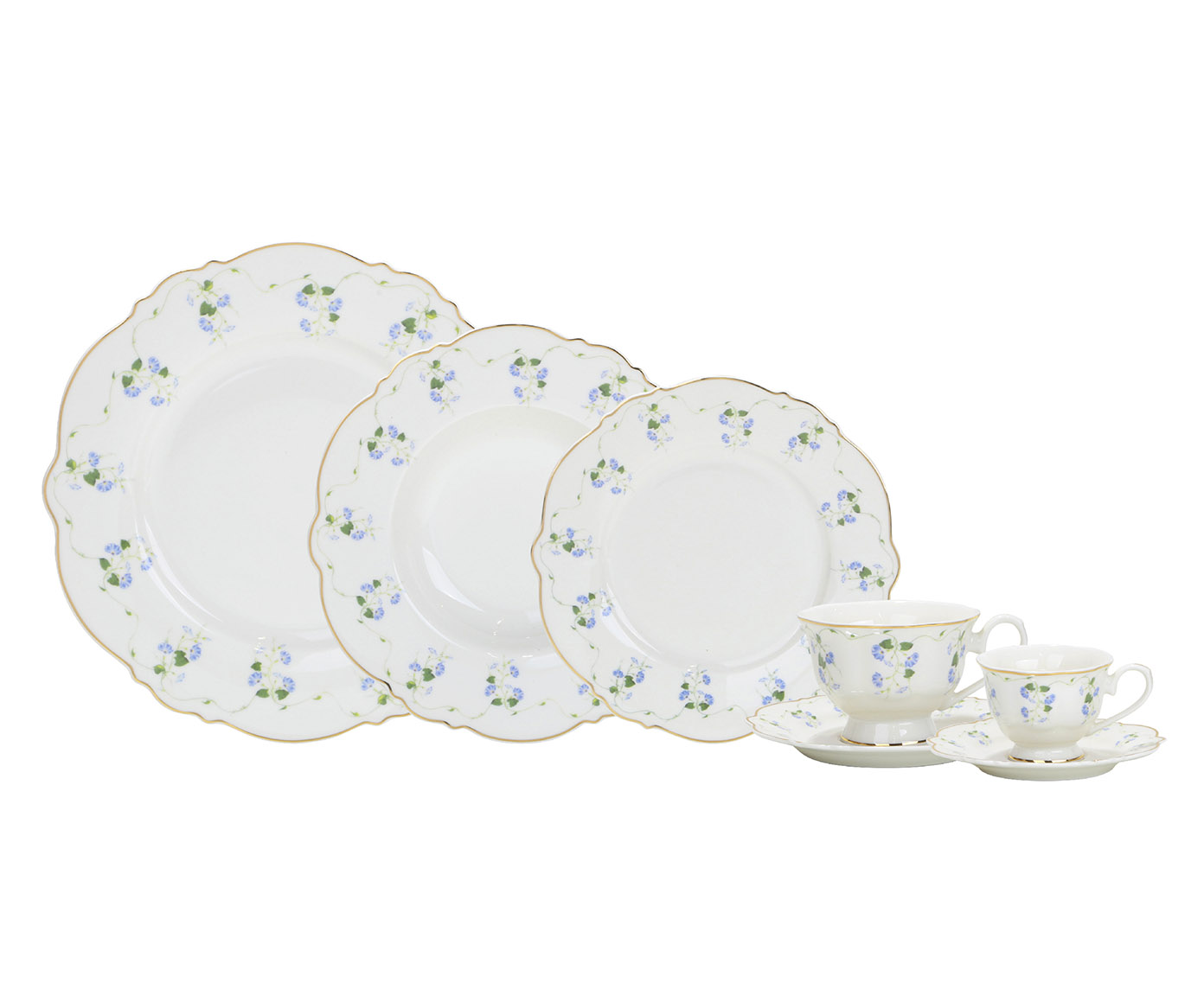 Aparelho de Jantar Royal Romantic China Com Filado Dourado - image 0