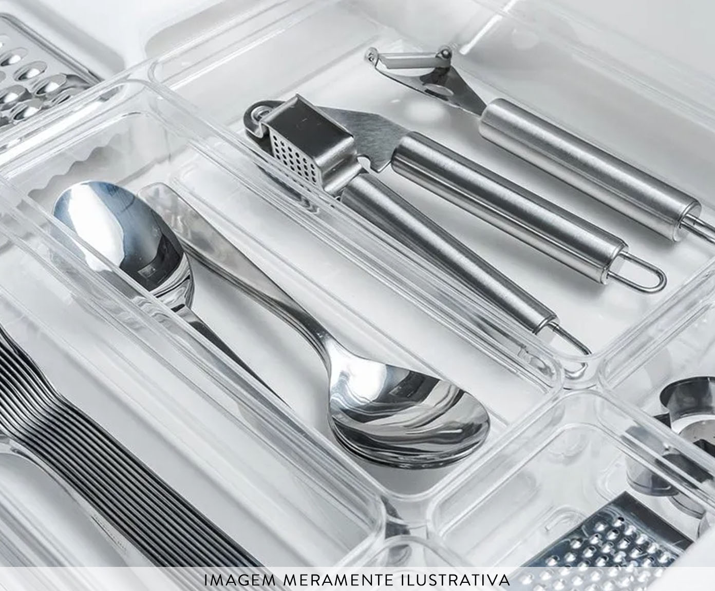 Organizador de Facas e Talheres Clear - Branco Fechado image number 2