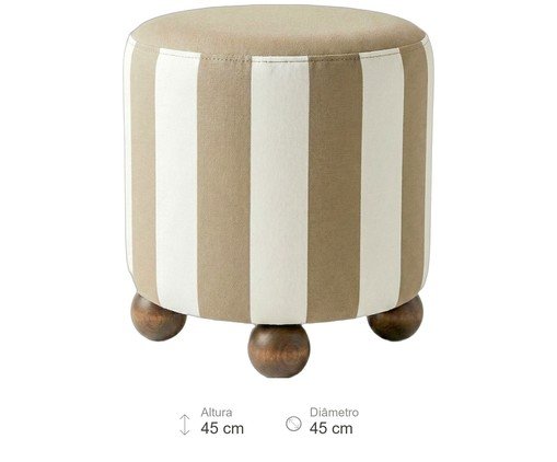 Pufe listrado Navi Bege e branco image number 2