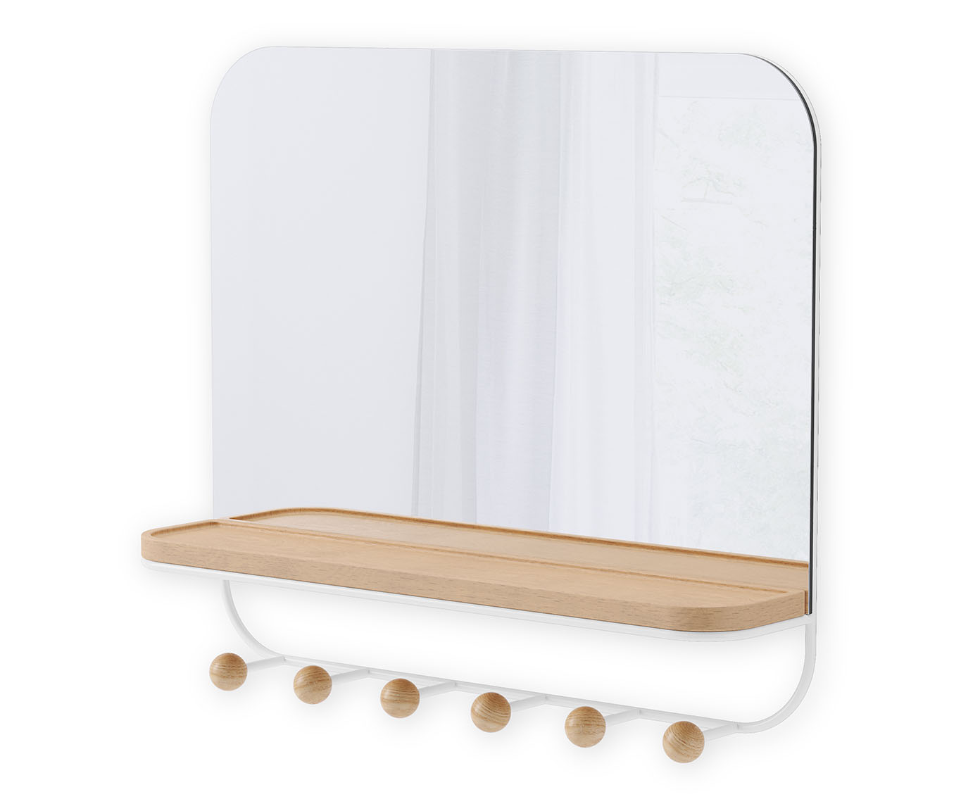 Espelho de Parede com Moldura e Ganchos Estique - Branco - image 1
