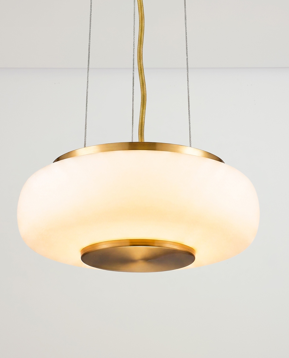 Pendente em Led Cintila Opalino e Dourado - image 1