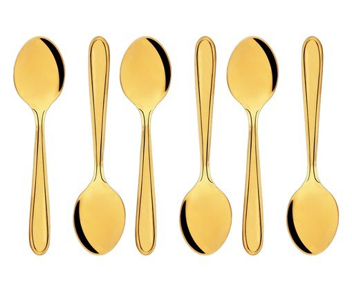 Jogo de Colheres para Sobremesa Gastro Dourado image number 2