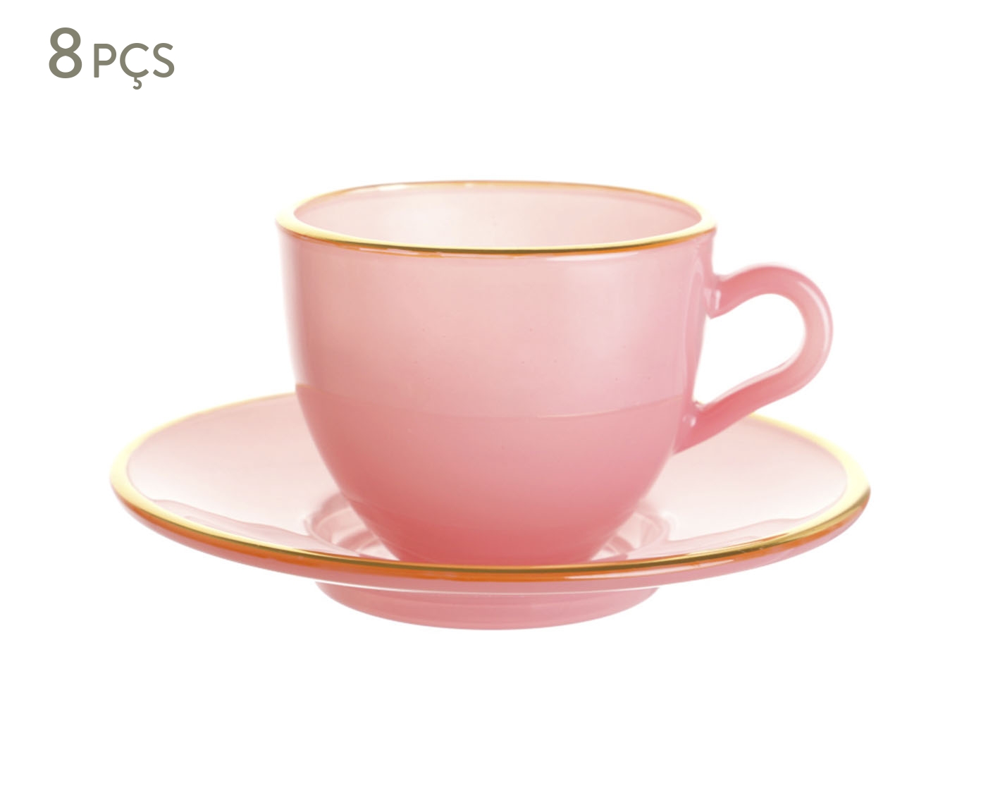Jogo de X&iacute;caras para Caf&eacute; com Borda Dourada Matte Rosa image number 0