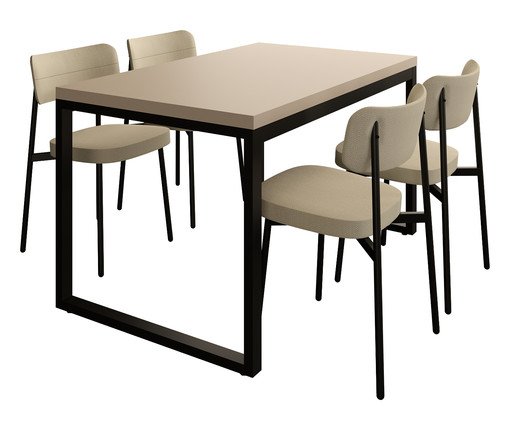 Jogo de Mesa de Jantar com Cadeiras Yon R Alloa - Areia - image 0