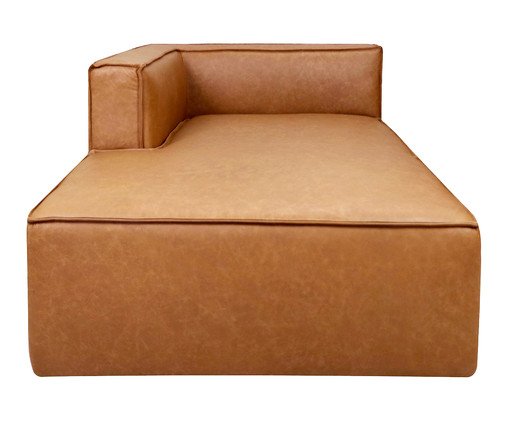 Sof&aacute; M&oacute;dulo Chaise Mensa em Couro Caramelo - image 0