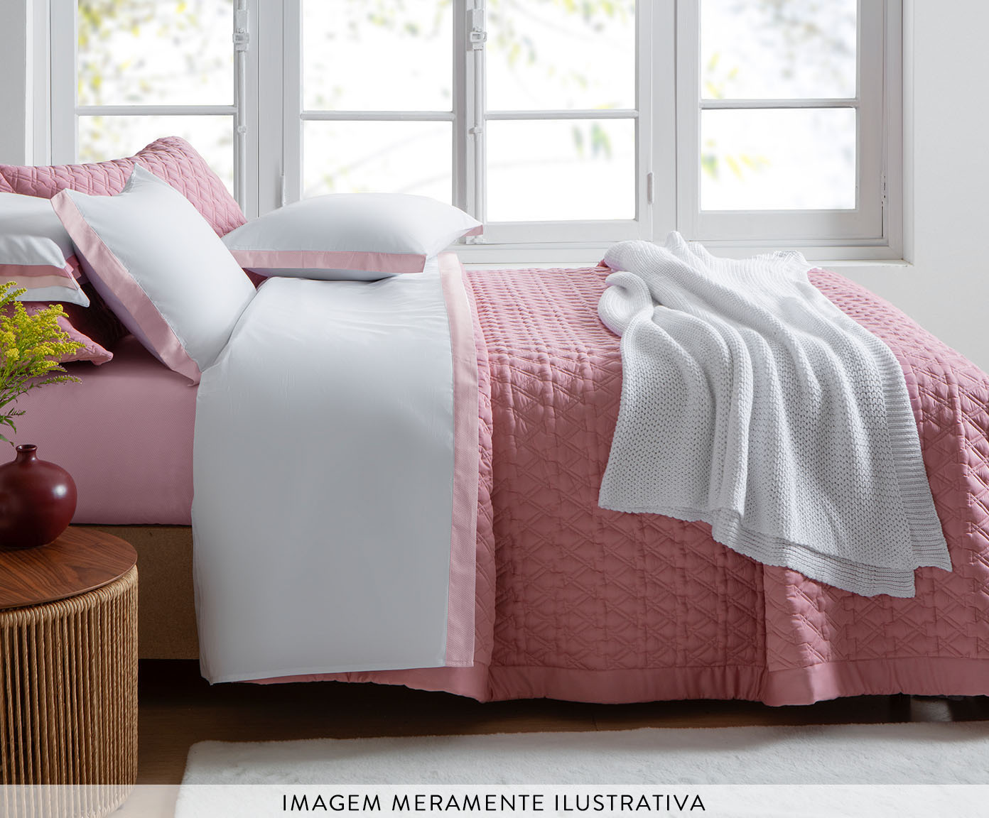 Fronha Acetinada Filetto Rosa 300 Fios image number 1