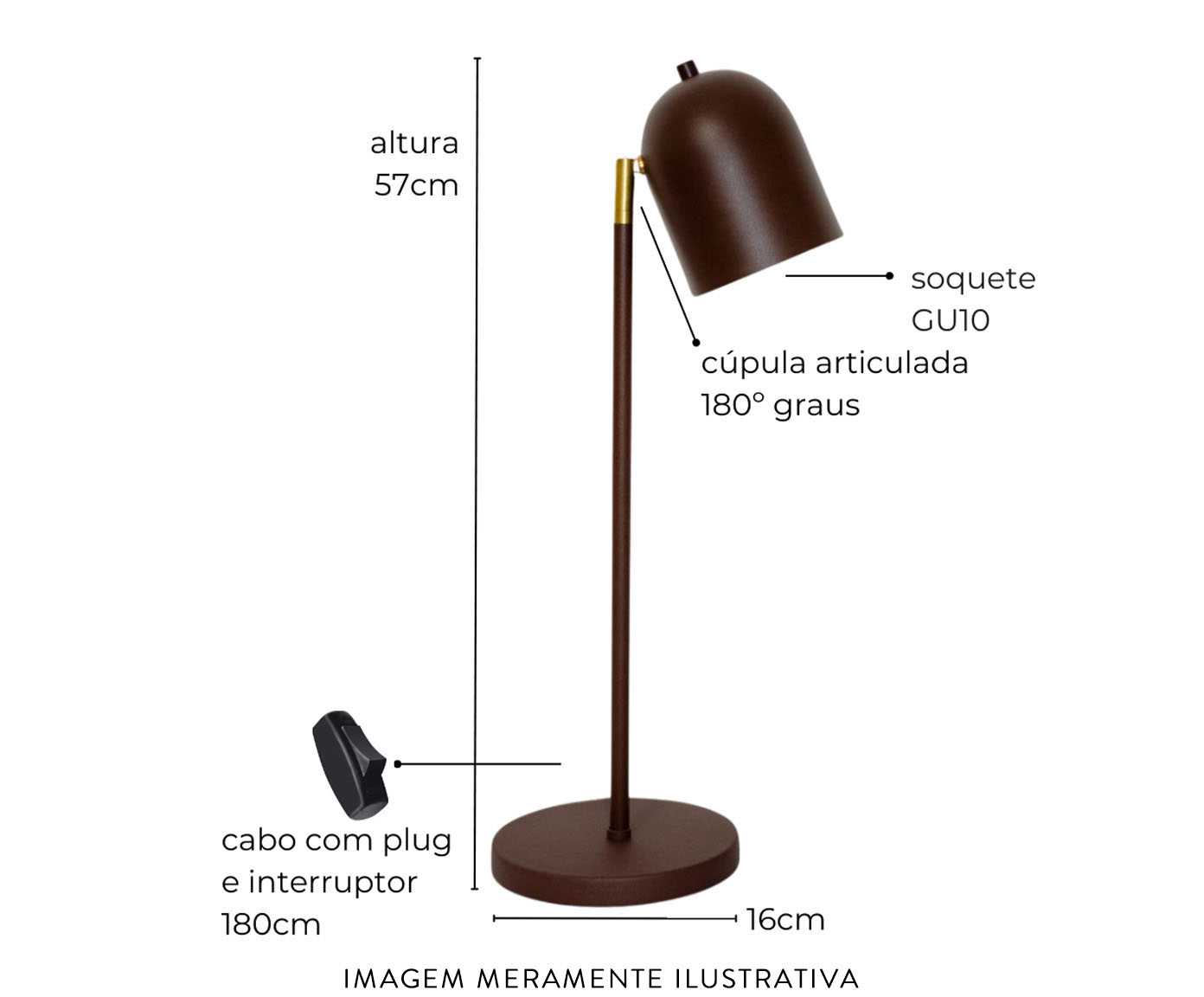 Lumin&aacute;ria de Mesa Britney Marrom Corten - image 1