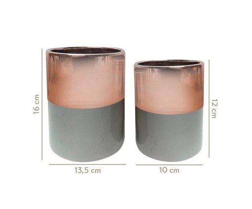 Jogo de Vasos em Cer&acirc;mica Naava - Ros&eacute; e Cinza image number 2