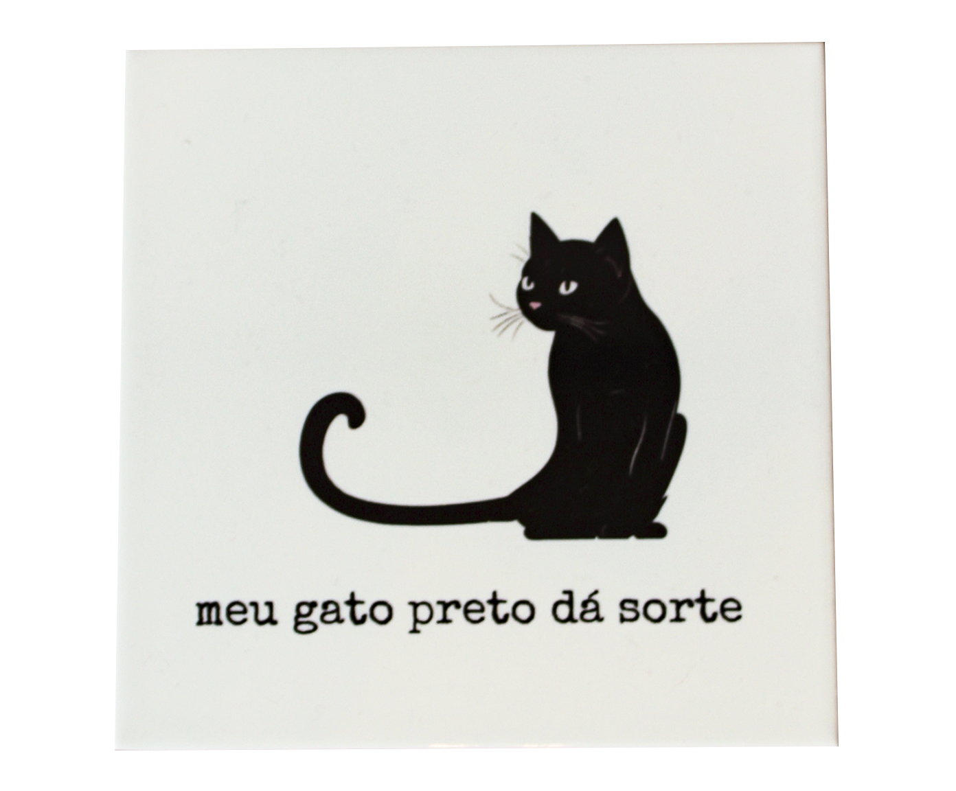 Azulejo Decorativo "Gato Preto da Sorte" image number 0