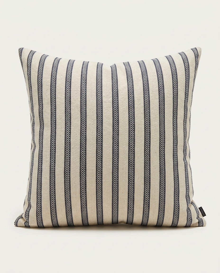 Almofada em Linho Bordado Off White e Azul image number 2