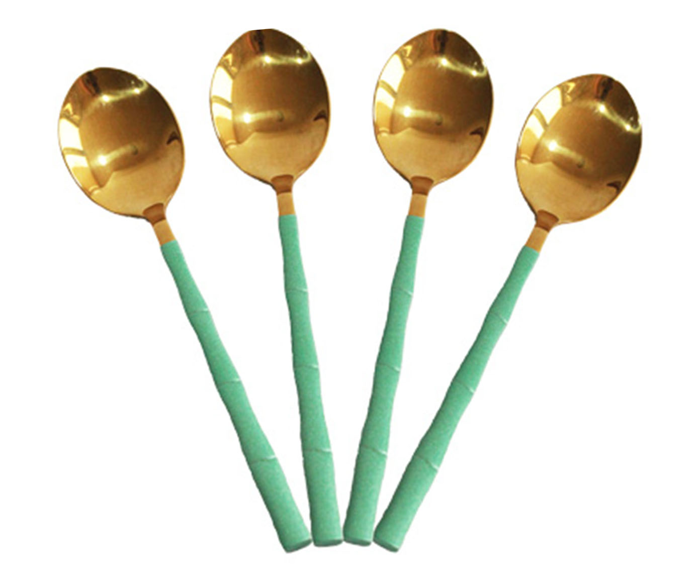 Jogo de Colheres em Inox Verde e Dourado image number 0