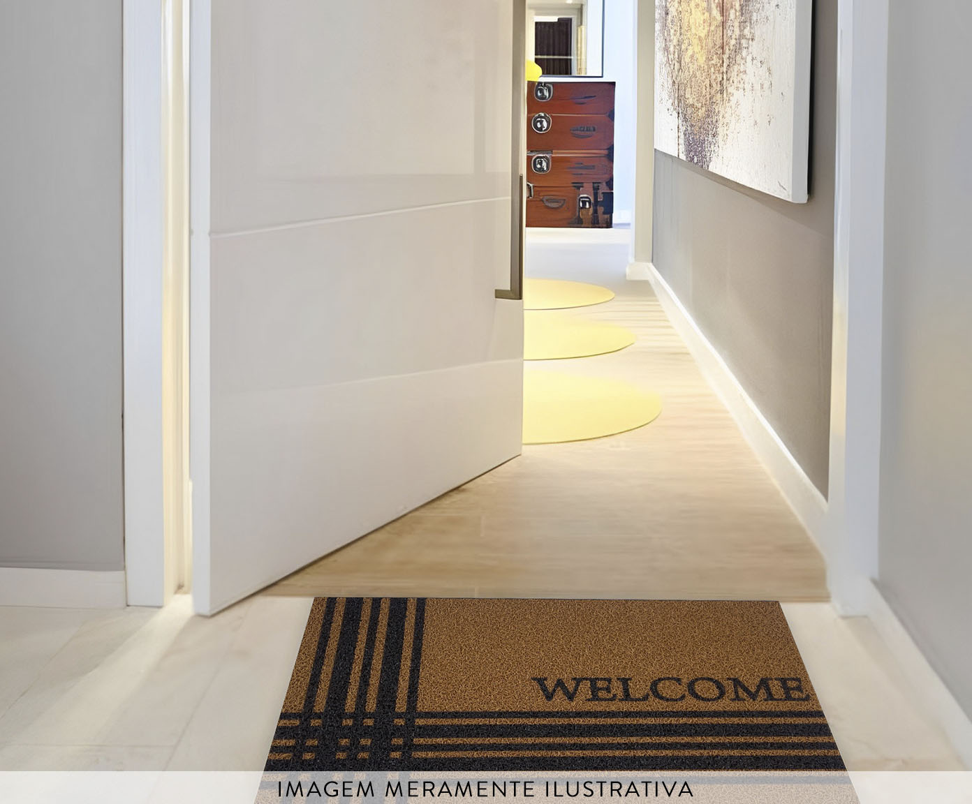 Capacho Listrado Welcome Dourado image number 1