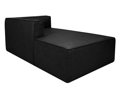 Sof&aacute; M&oacute;dulo Chaise Mensa em Couro Preto image number 3