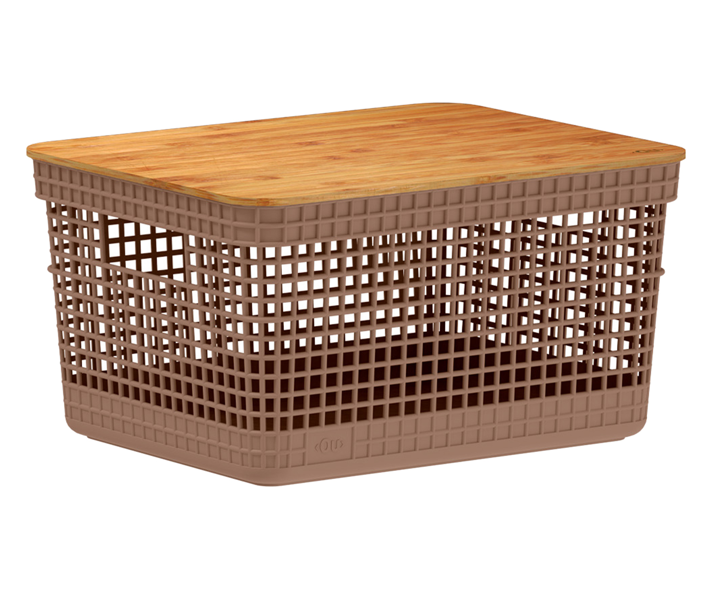 Cesto Grid com Tampa de Bambu Marrom - image 0