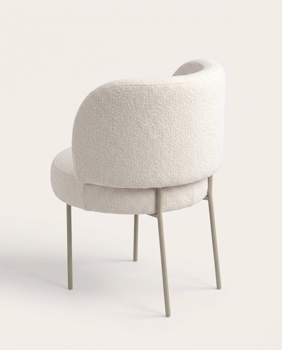 Cadeira Zurique Boucl&eacute; Off White e Taup&eacute; image number 6