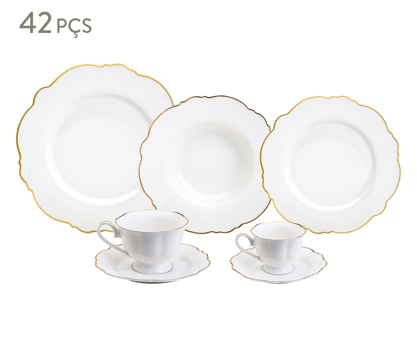 Aparelho de Jantar em Porcelana com Fio Dourado Maldivas - image 0