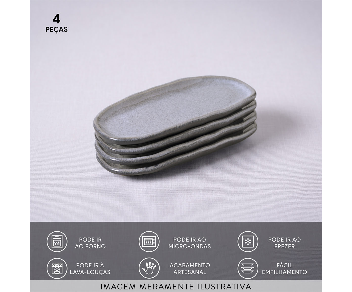 Jogo de Travessas Oval Rasa Mini Org&acirc;nico Dust Cinza - image 1