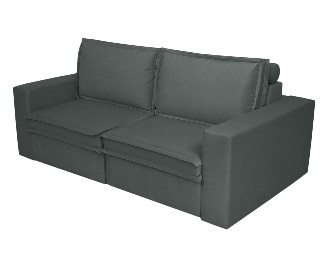 Sof&aacute; Retr&aacute;til Pasha em Veludo com USB - Cinza Escuro image number 28
