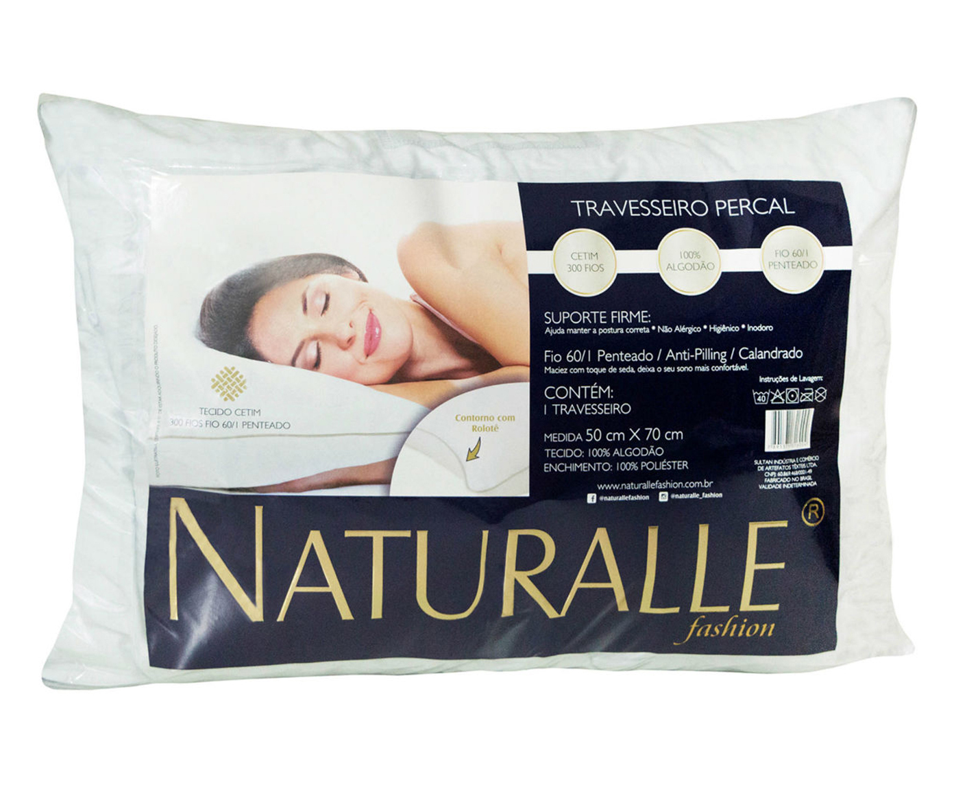 Travesseiro Acetinado Rolote Branco 300 Fios image number 0