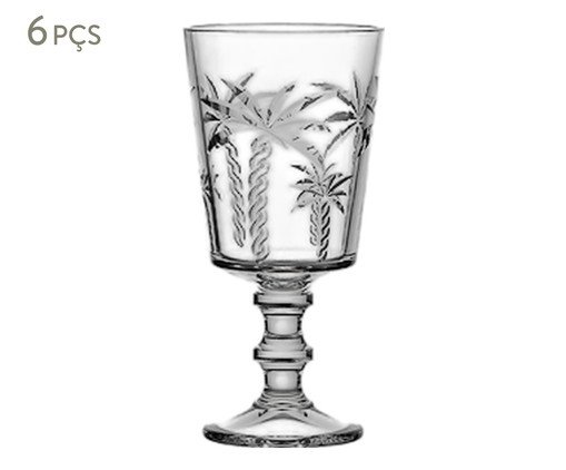 Jogo de Ta&ccedil;as para Vinho Coqueiro Relevo Transparente - image 0