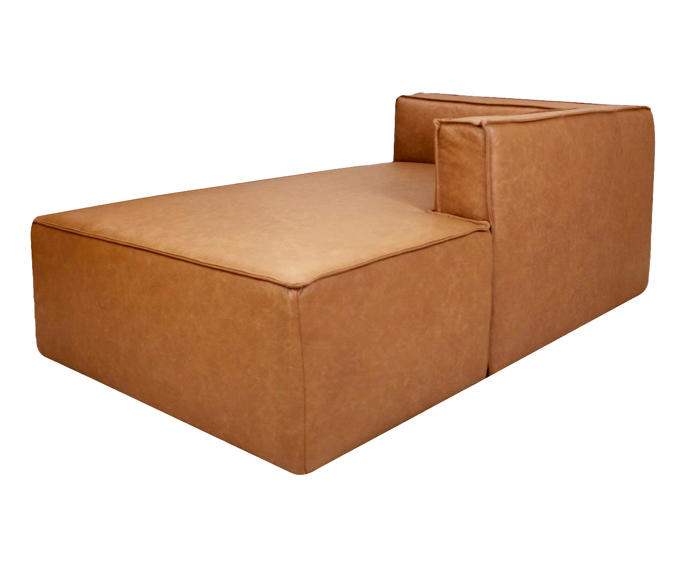 Sof&aacute; M&oacute;dulo Chaise Direito Mensa em Couro Caramelo image number 3