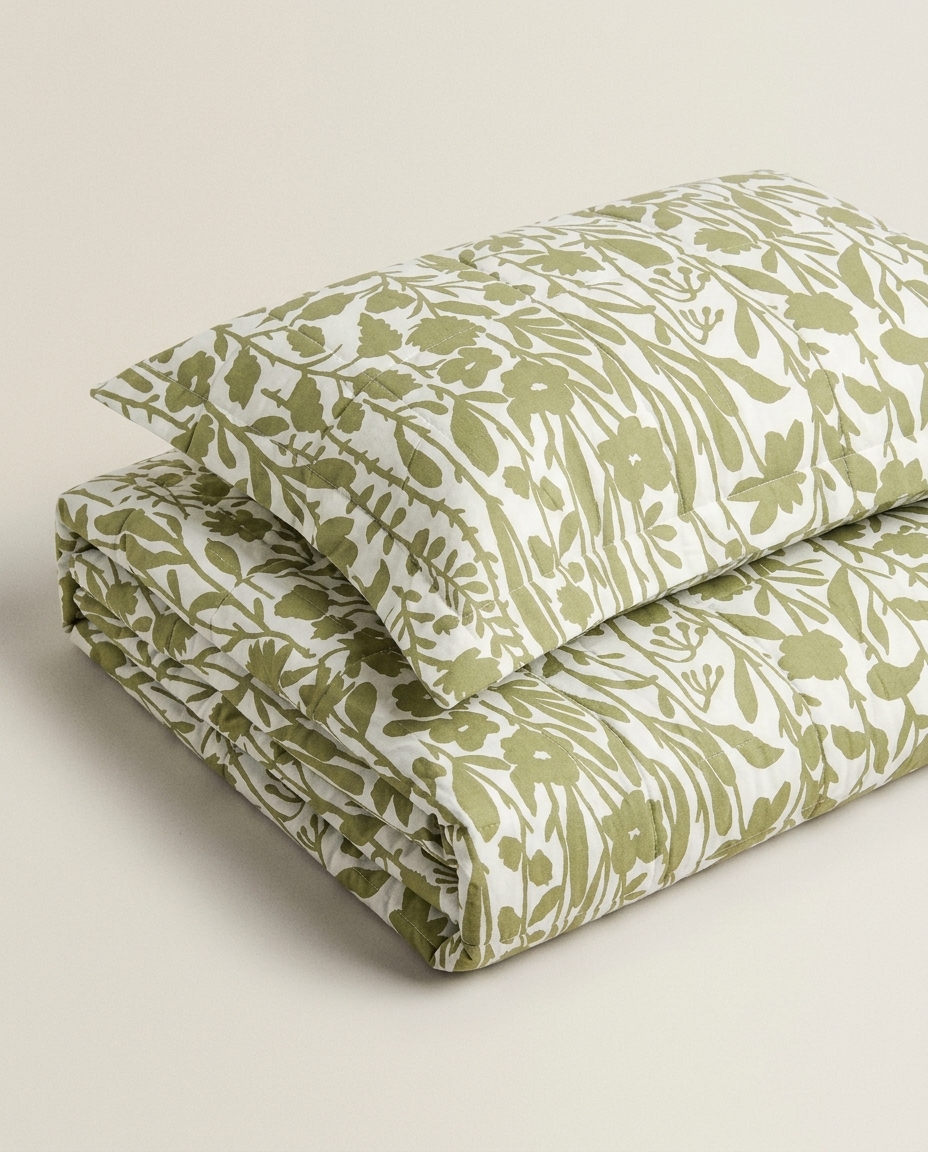 Jogo de Cobre-Leito Floral Artsy Verde Oliveira 200 Fios image number 7