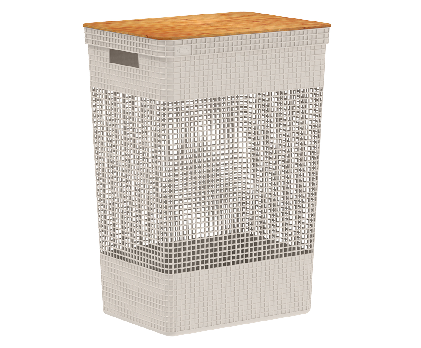 Cesto de Roupas com Tampa em Bambu Grid Creme image number 2