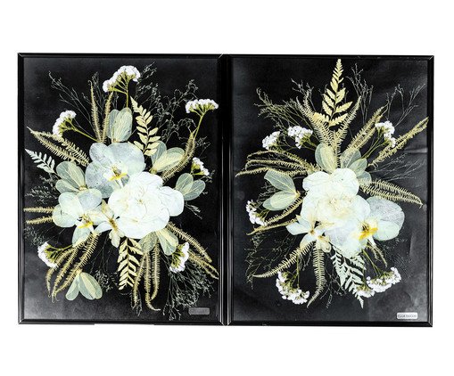 Jogo de Quadros Decorativos Retangular Floral Preto image number 0