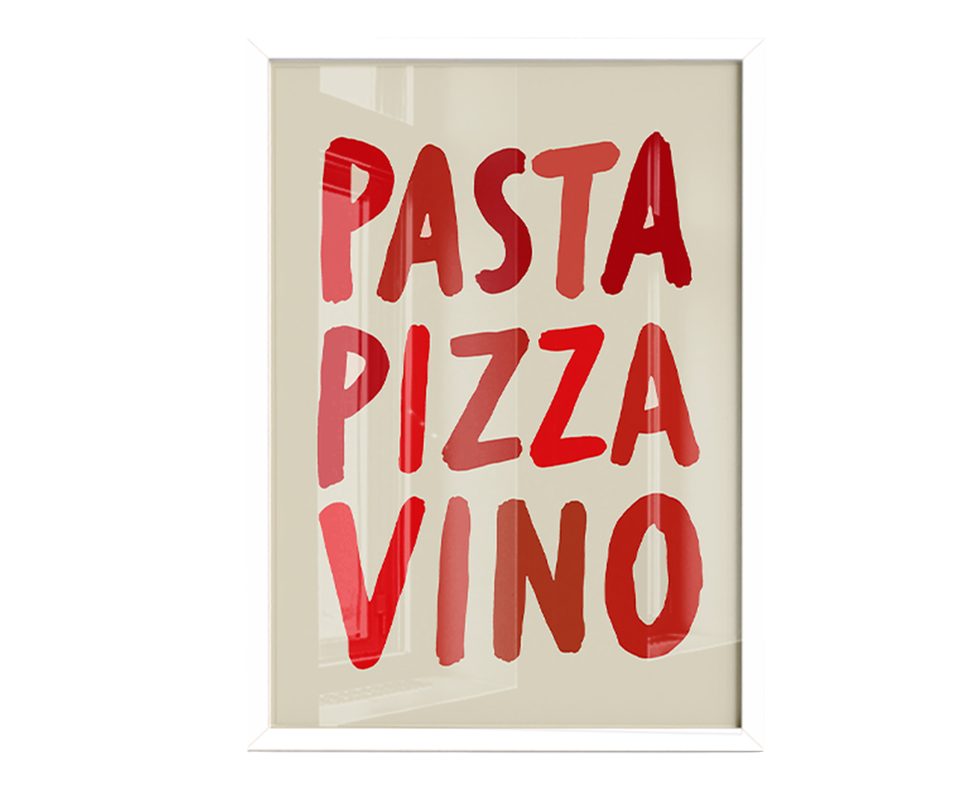 Quadro Pasta Pizza & Vinocom Moldura Branca image number 1