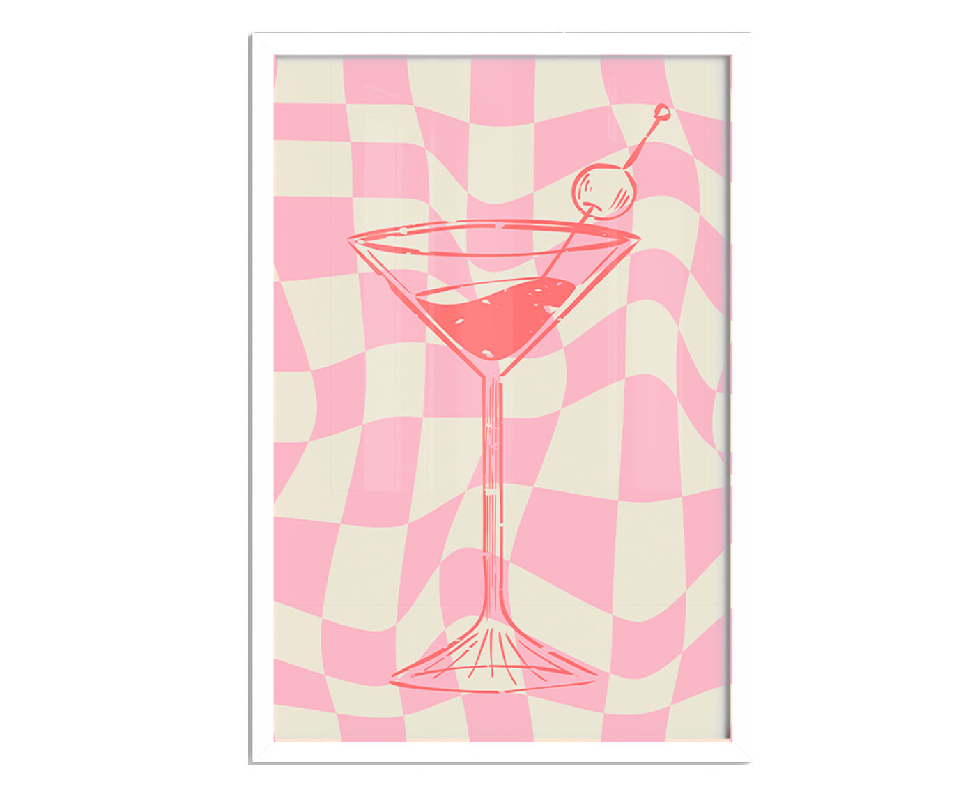 Quadro Dry Martini Pink com Moldura Branca - image 0