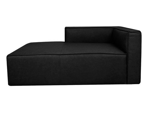 Sof&aacute; M&oacute;dulo Chaise Mensa em Couro Preto image number 2