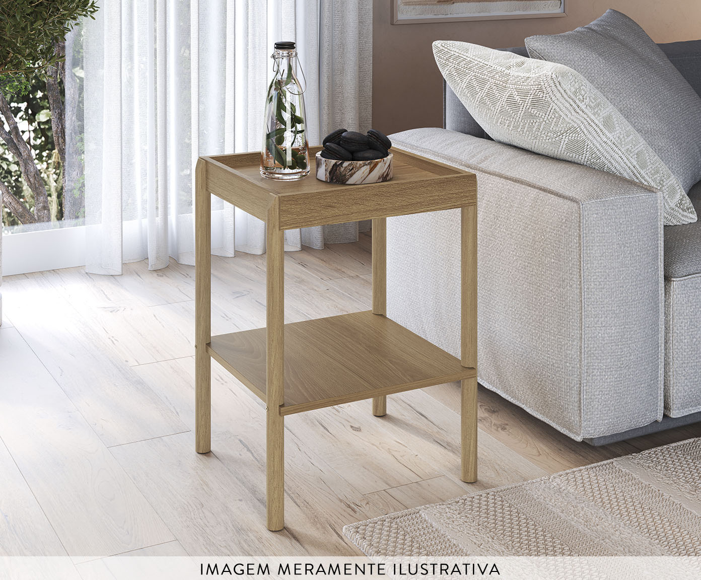 Mesa Lateral Quadrada com Prateleira Oslo Hanover image number 4