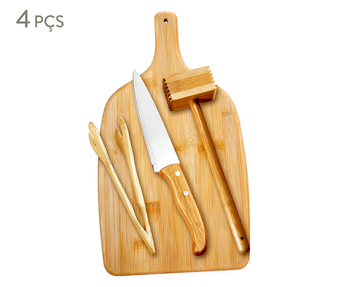 Jogo de Utens&iacute;lios para Cozinha em Inox E Bambu Saverio Maker - image 0