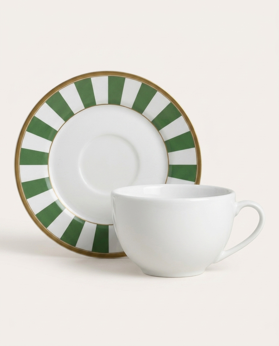 Jogo de X&iacute;caras de Ch&aacute; com Pires Stripe Verde image number 2