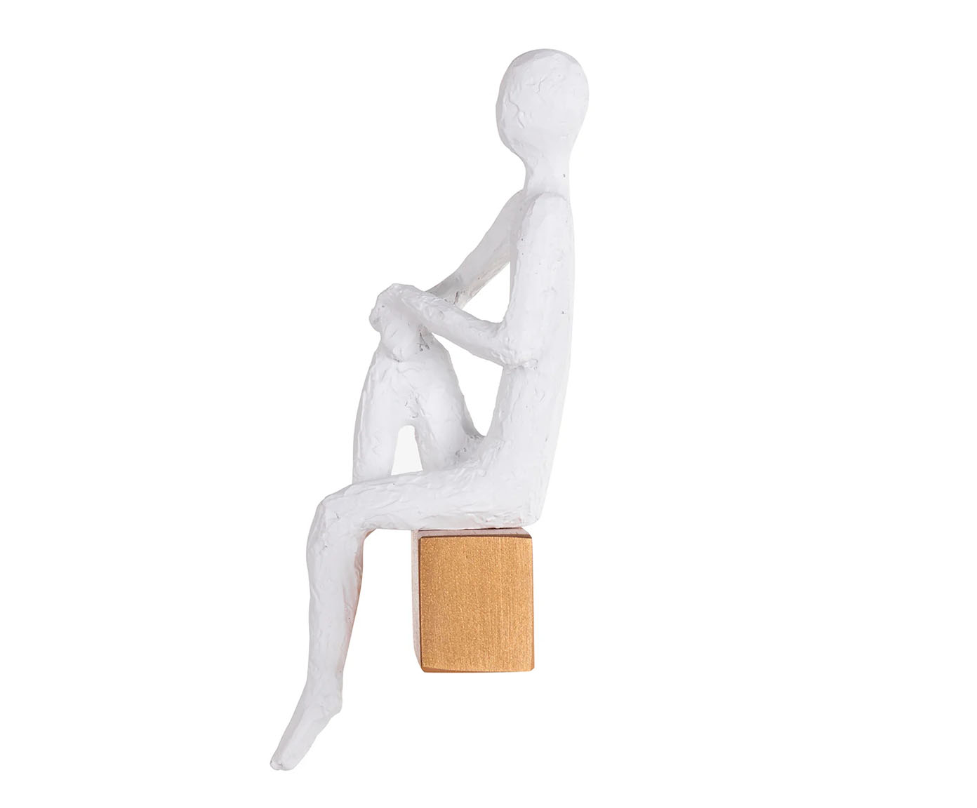 Adorno de Parede Homem Descansando Lateral Branco e Dourado - image 0