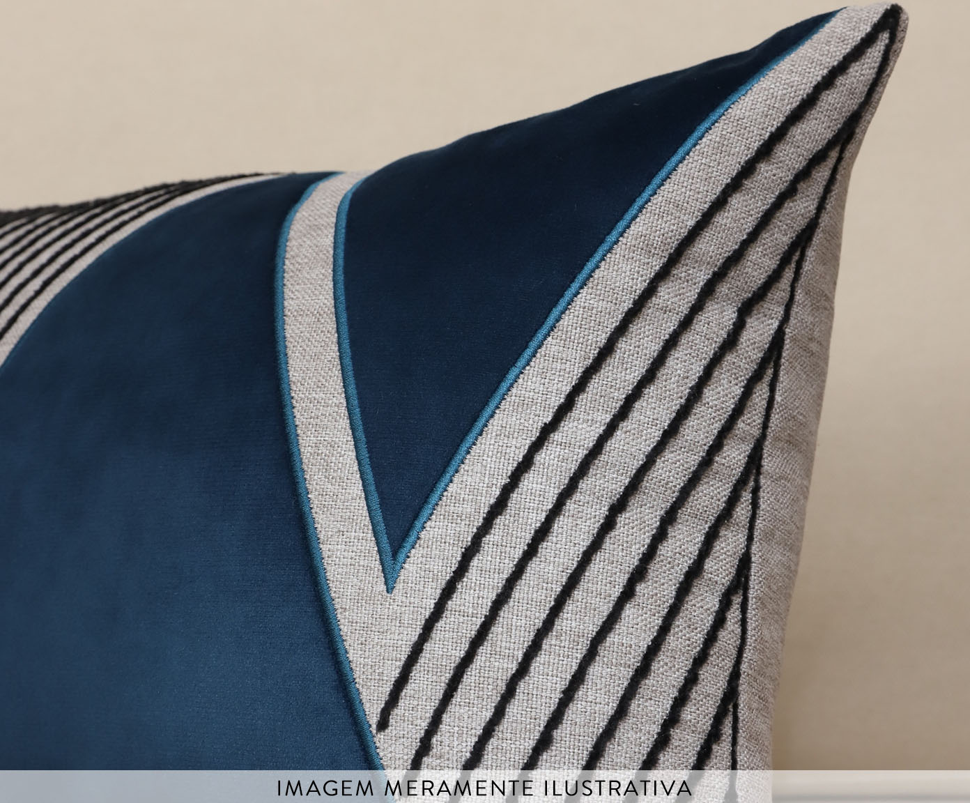 Almofada em Linho New Collection - Cinza, Azul e Preta - image 1