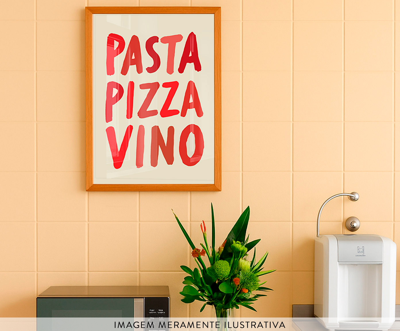 Quadro Pasta Pizza & Vinocom Moldura Marrom image number 2