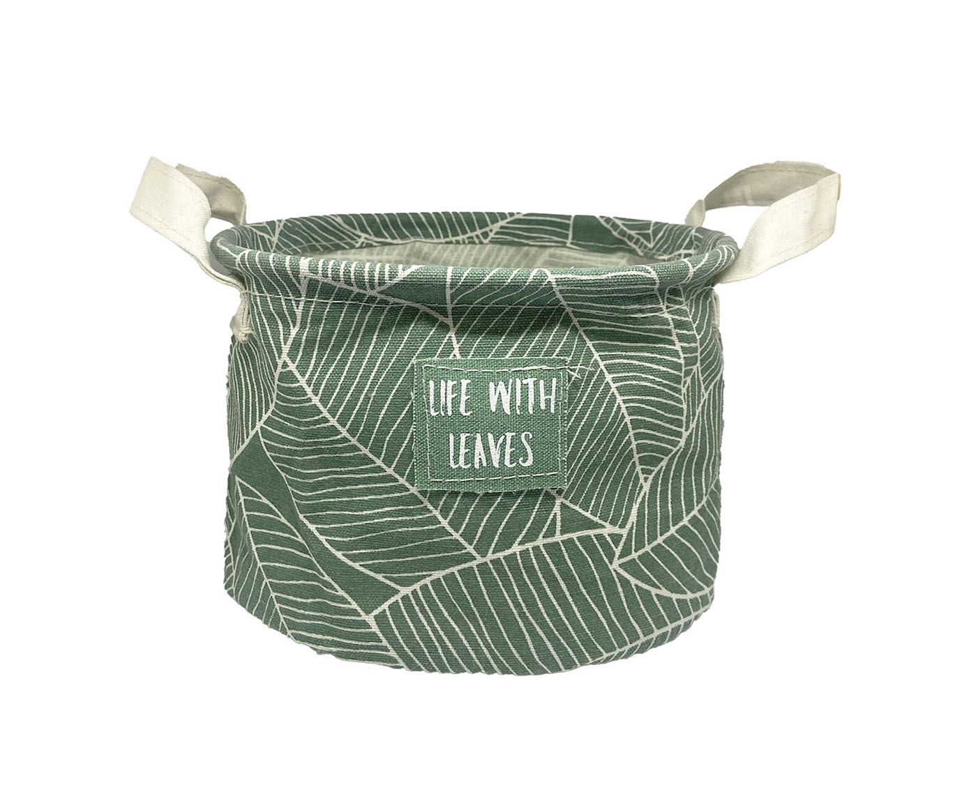 Cachepot Impermeavel Green Leafs Verde e Branco image number 0